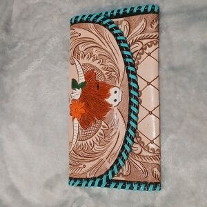 Hand Tooled cowhide leather wallet western cow